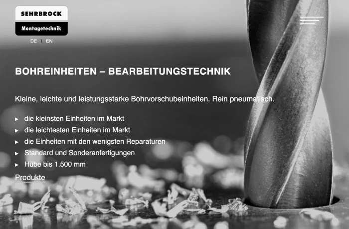 Neue Website: Bohreinheiten von Sehrbrock Montagetechnik