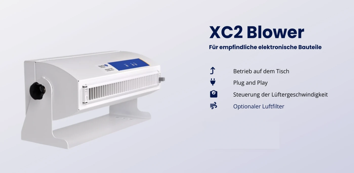 ESD-Schutz direkt am Montagearbeitsplatz: der XC2 Blower von Simco-ION